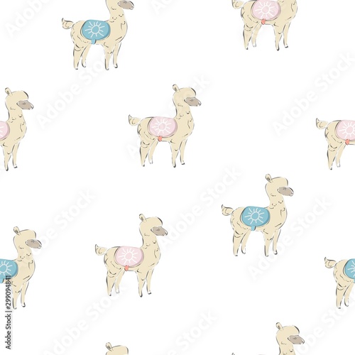 Cute Seamless simple alpaca pattern