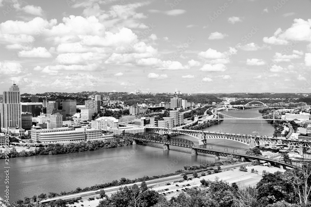 Fototapeta premium Pittsburgh city. Black and white vintage style. 