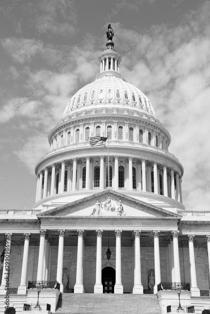 Washington, DC. Black and white vintage style.