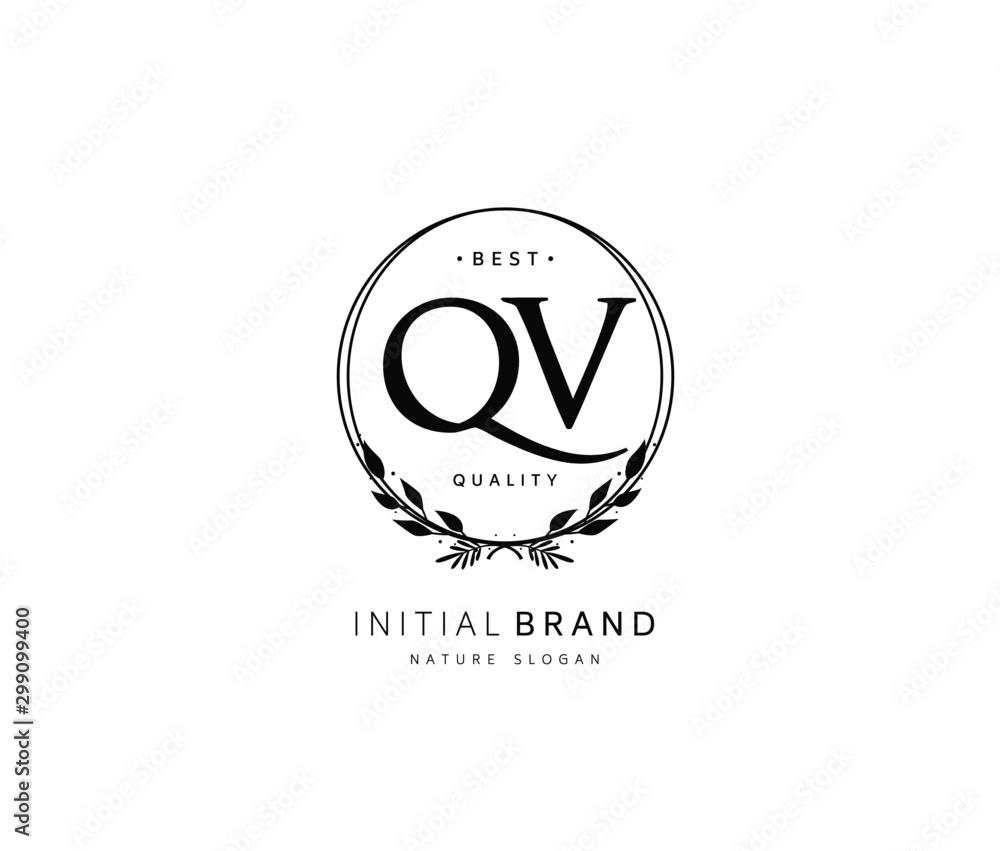 Q V QV Beauty vector initial logo, handwriting logo of initial signature, wedding, fashion, jewerly, boutique, floral and botanical with creative template for any company or business. Q V QV Beauty vector initial logo, handwriting logo of initial signature, wedding, fashion, jewerly, boutique, floral and botanical with creative template for any company or business.