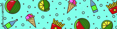minimalistic food icons banner for shop,cafe or restaurant or social media group header