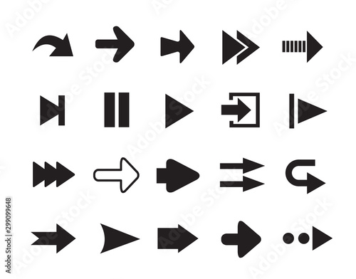 Arrows icons set of silhouettes