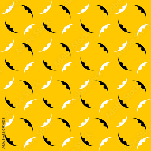 Seamless pattern with circular elements on a yellow background.