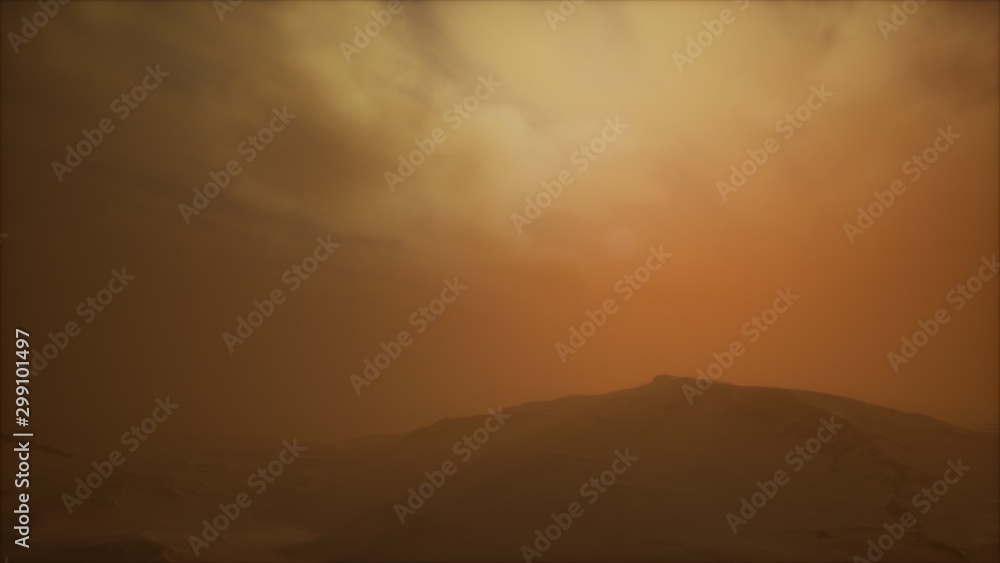 8K Sandstorm in desert at sunset