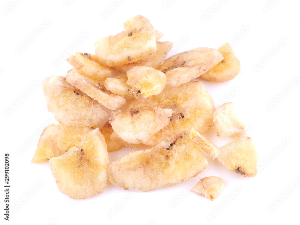 dry bananas on a white background dry bananas on a white background