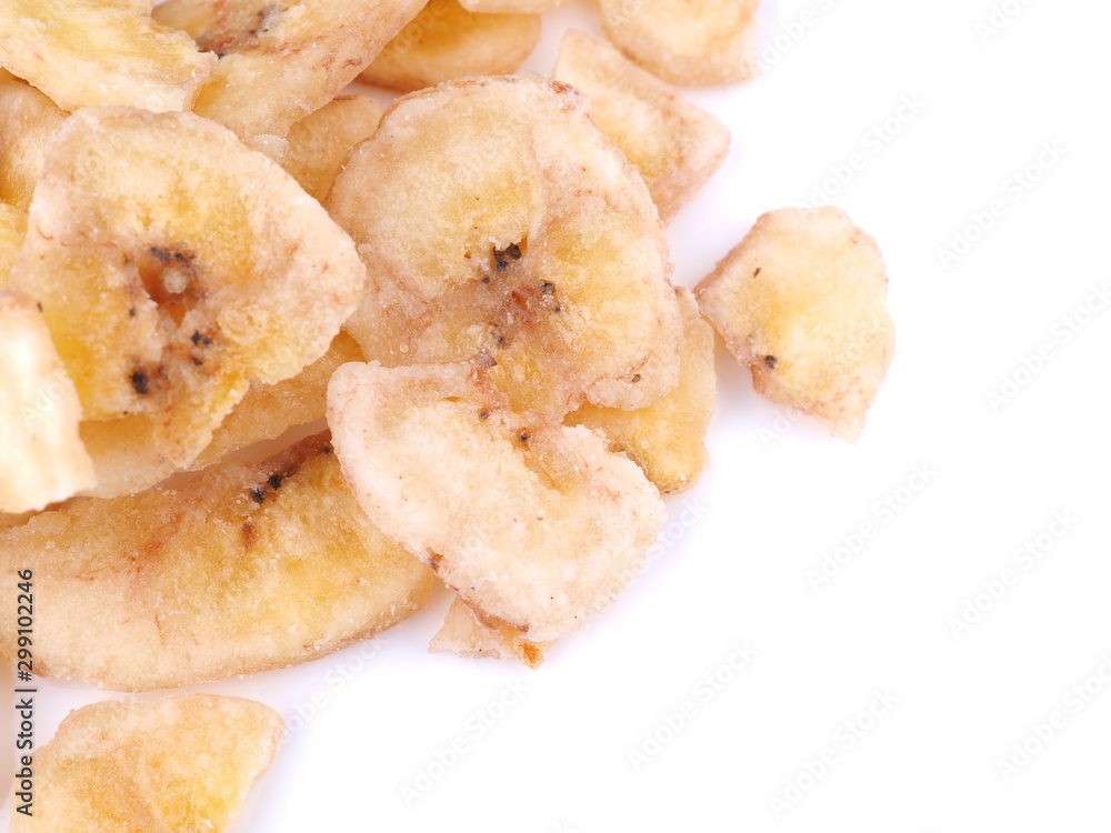 dry bananas on a white background