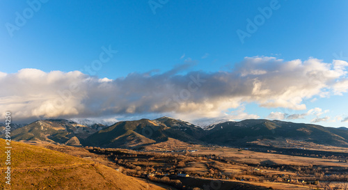 Climate change. A lack of snow is seen nearby the French town of Font Romeu during the 2017 month of December, France, Pyrenees Orientale