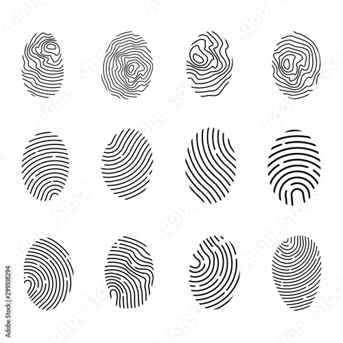 Vector Fingerprint Icons Set, Isolated on white background