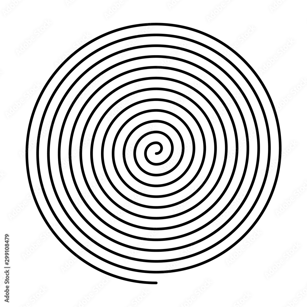Thin black spiral symbol. Simple flat vector design element. Thin black spiral symbol. Simple flat vector design element.