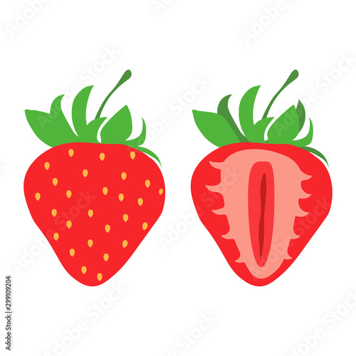 Strawberry and slice of strawberry