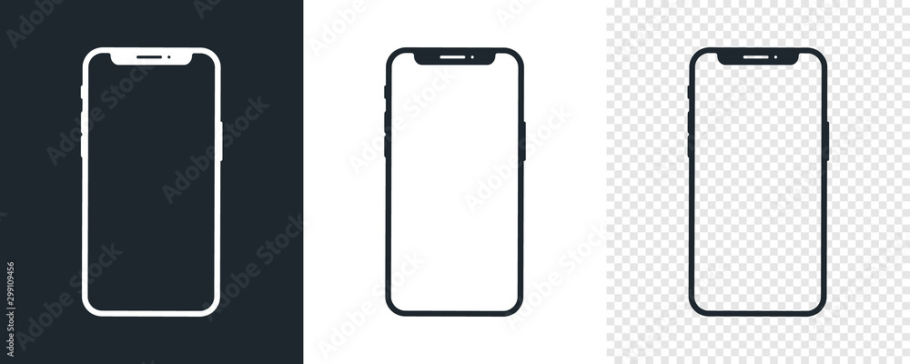 Set of black Smartphone icons. Simple Mobile Phone icon template. White and black. Vector illustration Set of black Smartphone icons. Simple Mobile Phone icon template. White and black. Vector illustration