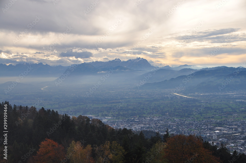 Obraz premium the Alps and the Rhine valley seen from the Pfänder, Voralberg, Austria