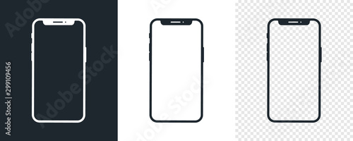 Set of black Smartphone icons. Simple Mobile Phone icon template. White and black. Vector illustration photo