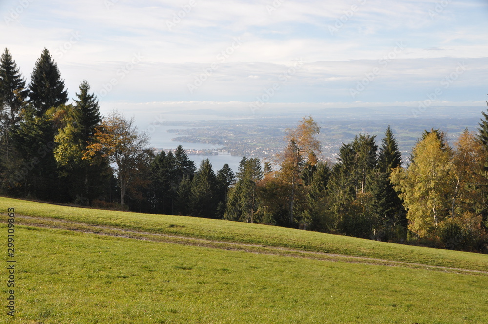 The lake Constance towards Germany seen from the top of the Pfänder, Voralberg, Austria