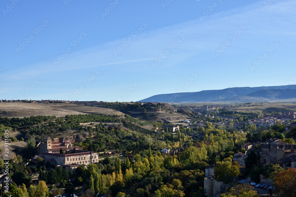 View of Segovia on a sunny autumn morning