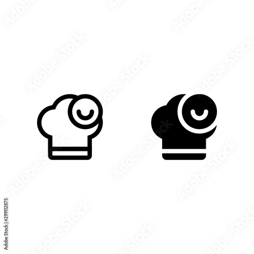 chef hat, smile chef kitchen icon vector