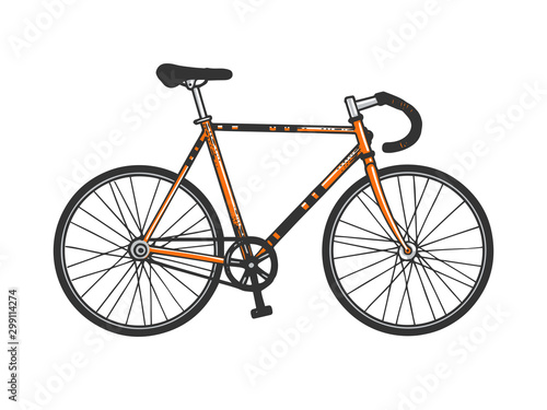 Track bike sport bicycle sketch engraving vector illustration. T-shirt apparel print design. Scratch board style imitation. Hand drawn image.