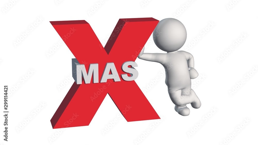 spririt of christmas - XMAS in 3D lettering with 3D people - isolated on white background - 3D illustration spririt of christmas - XMAS in 3D lettering with 3D people - isolated on white background - 3D illustration
