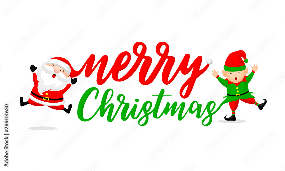 Merry Christmas with Santa Claus and little elf. Cartoon character design. Illustration isolated on white background. Merry Christmas with Santa Claus and little elf. Cartoon character design. Illustration isolated on white background.