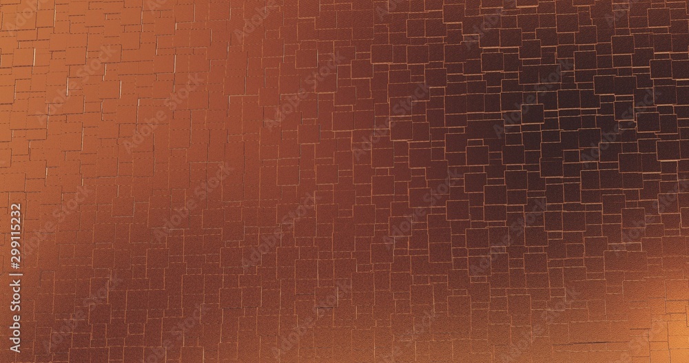 Fototapeta premium Abstract geometric rose golden backgroundfoil tiles texture seamless loop background 3D rendering
