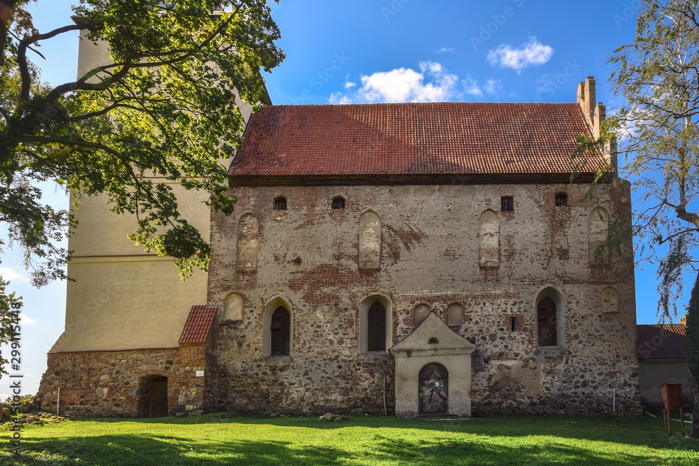 Teutonic castle from the end of the 14th century. In 1513, the stronghold was turned into a church. Bezławki, Poland.