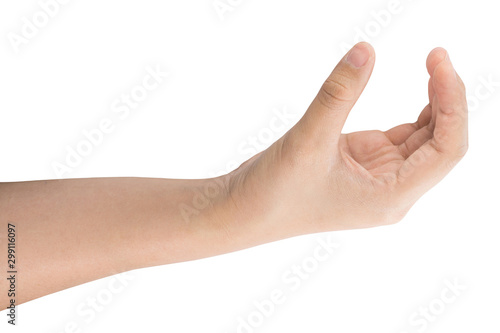 various gestures and sign of Woman's hand isolated on white background with clipping path.