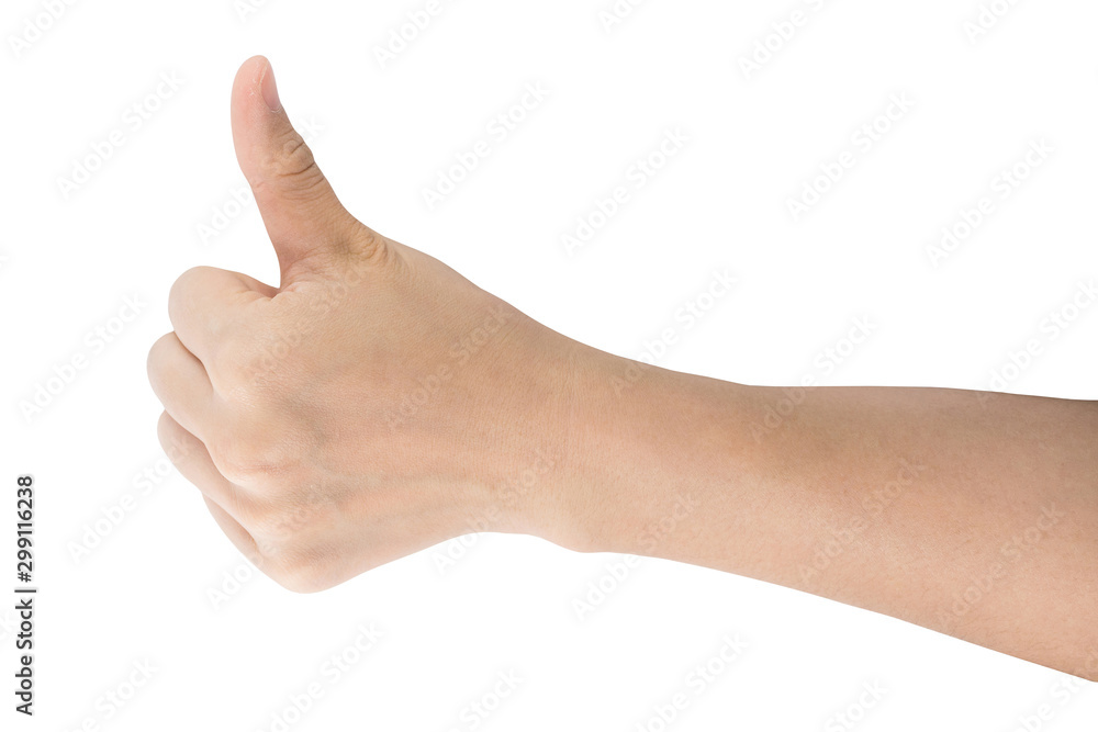 various gestures and sign of Woman's hand isolated on white background with clipping path.