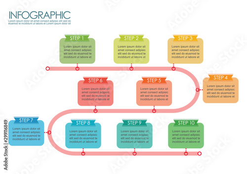 Timeline step template infographic