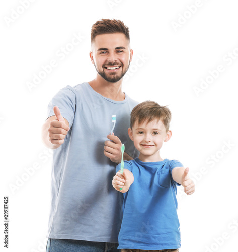 Portrait of father and his ...