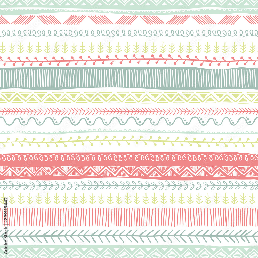 Fun and cute seamless pattern - hand drawn tribal background, great fr textiles, packaging, wrapping, banners, wallpapers - vector surface design