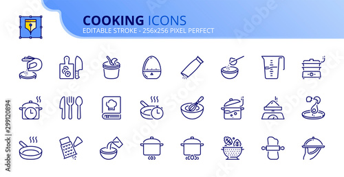 Simple set of outline icons about cooking