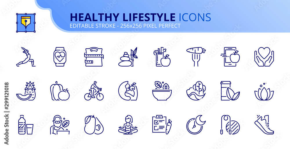 © spiral media - Simple set of outline icons about healthy lifestyle © spiral media - Simple set of outline icons about healthy lifestyle