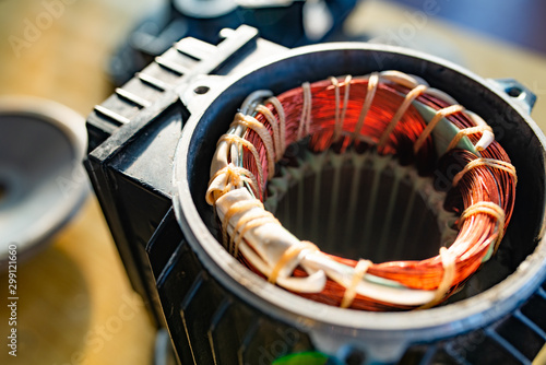 Close-up side view of a bundle of copper wire photo