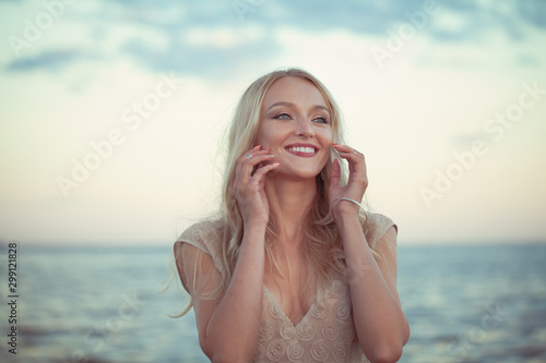 Beautiful carefree woman outdoor portrait