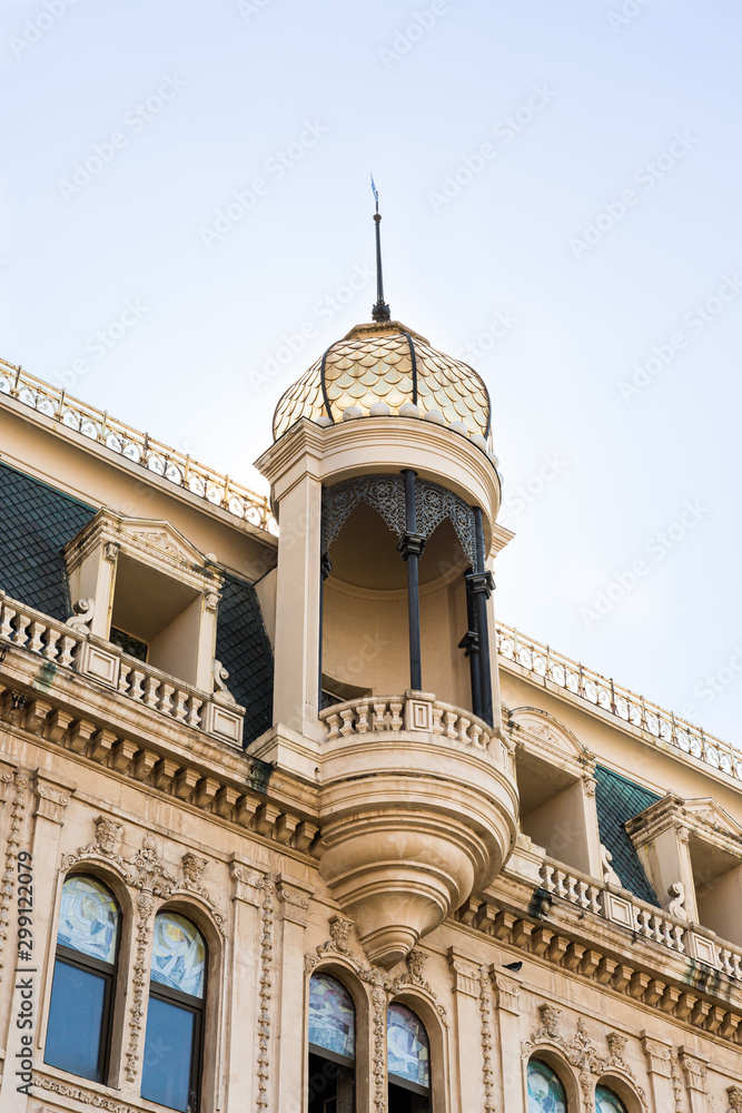 Decorative balcony on the building in Batumi city - the capital of Adjara in Georgia