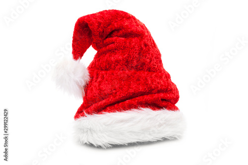 Red santa hat isolated on white background