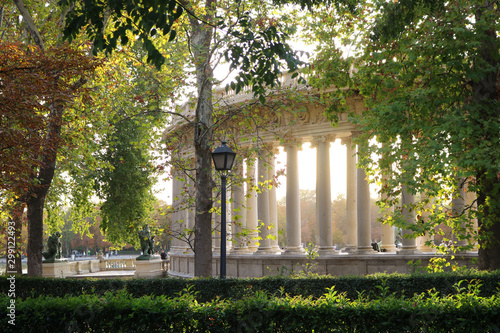 park with columns at sunset - beautiful landscape