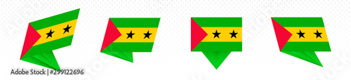 Flag of Sao Tome and Principe in modern abstract design, flag set.
