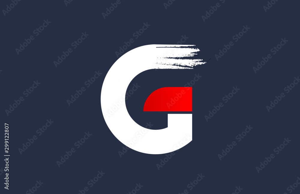 G white red blue alphabet letter with grunge brush ending for company logo icon design G white red blue alphabet letter with grunge brush ending for company logo icon design