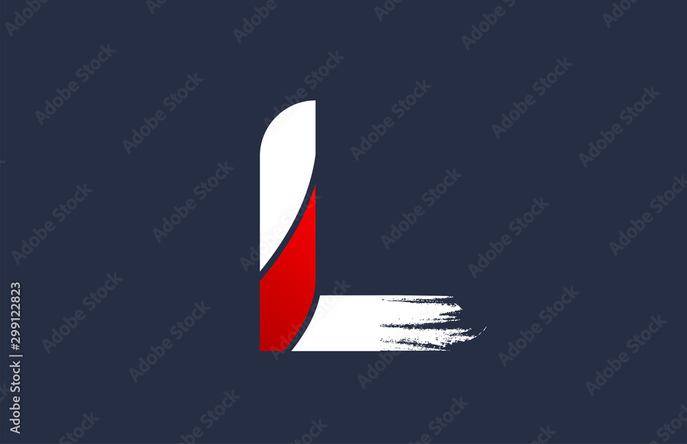 L white red blue alphabet letter with grunge brush ending for company logo icon design L white red blue alphabet letter with grunge brush ending for company logo icon design