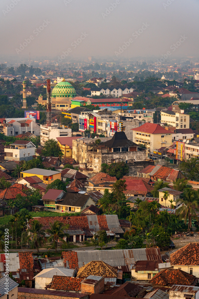 Vertical image of Palembang city early in the morning