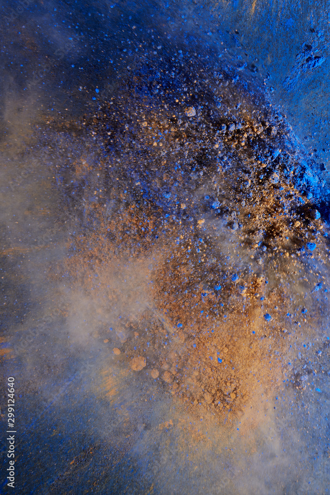 dust explosion deep blue yellow colorful magnificent backgrounds