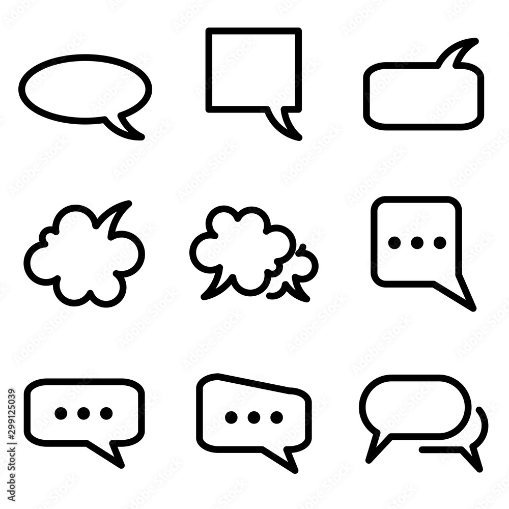Set of Chat Speech Bubble icon. symbol of comment or message with trendy flat line style icon for web site design, logo, app, UI isolated on white background. vector illustration eps 10 Set of Chat Speech Bubble icon. symbol of comment or message with trendy flat line style icon for web site design, logo, app, UI isolated on white background. vector illustration eps 10