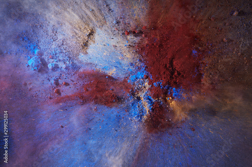 dust explosion deep blue yellow red colorful magnificent backgrounds