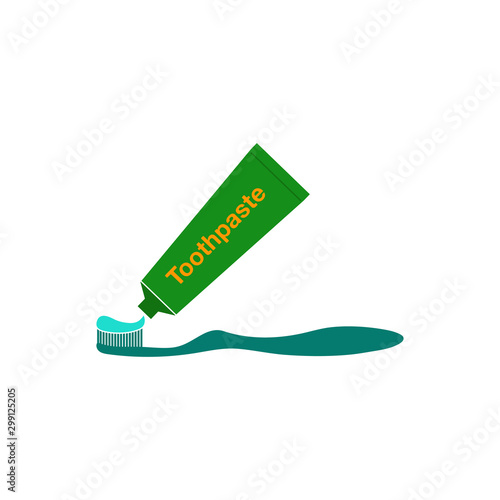 Brush and Toothpaste Icon. Flat style vector EPS.