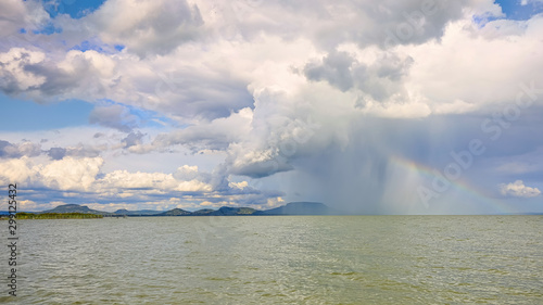 Big powerful storm clouds over the Lake Balaton of Hungary