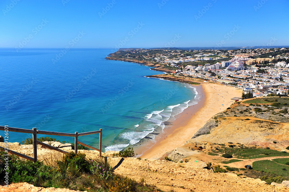 Top view of the beach in Algarve province
