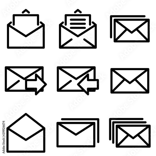 Set of Mail icon with trendy flat style icon for web, logo, app, UI design. isolated on white background. vector illustration eps 10