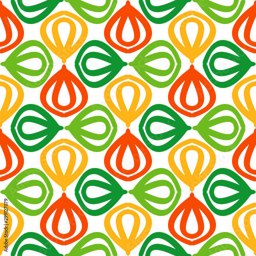 Bright seamless pattern with colorful geometric elements.