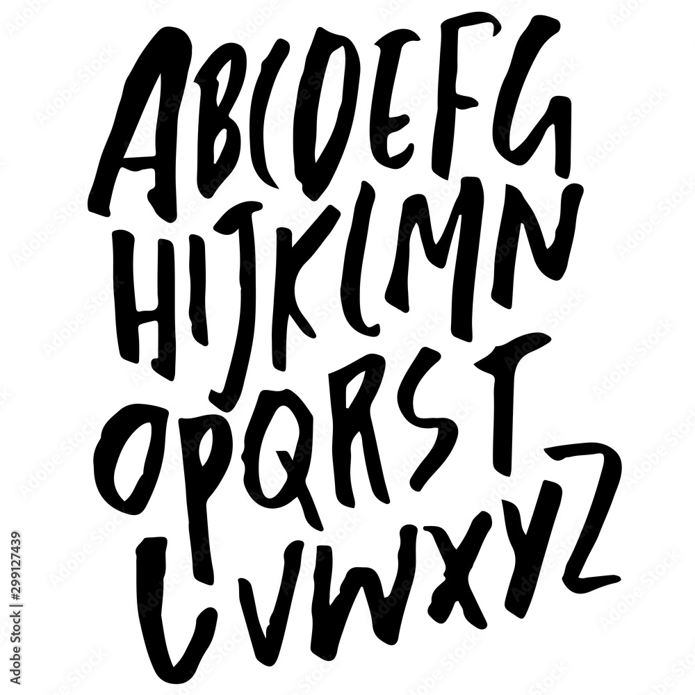 Hand drawn dry brush font. Modern brush lettering. Grunge style alphabet. Vector illustration. Hand drawn dry brush font. Modern brush lettering. Grunge style alphabet. Vector illustration.